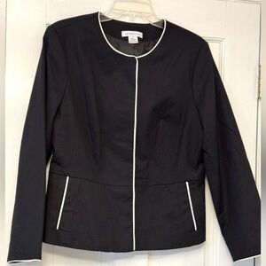 Liz Claiborne Black Blazer with White Trim